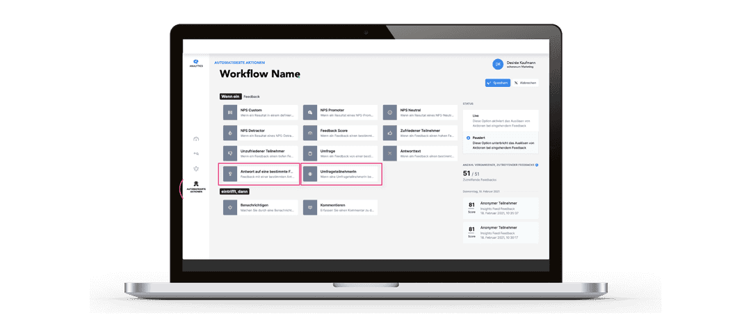 CX Dashboard mit USPs