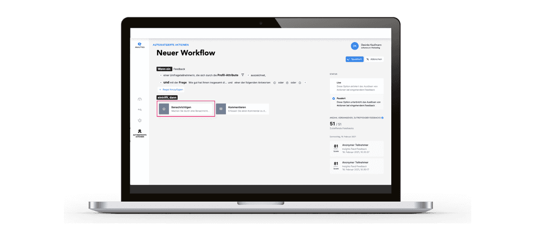 CX Dashboard mit USPs
